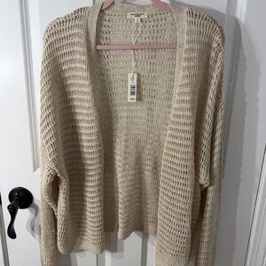 Oster Women's Beige Open-Knit Cardigan Sweater L
